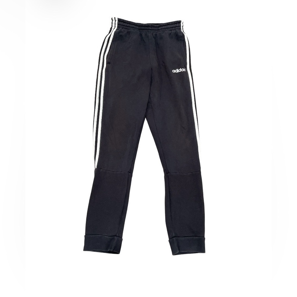 adidas Black Men’s Bottoms with White Stripes Joggers Small - Picture 1 of 4